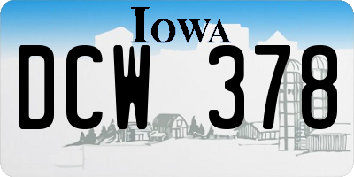 IA license plate DCW378