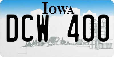 IA license plate DCW400