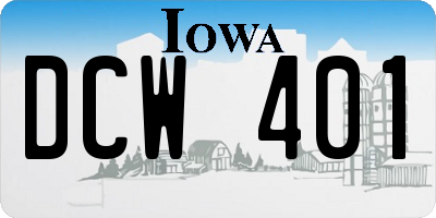 IA license plate DCW401
