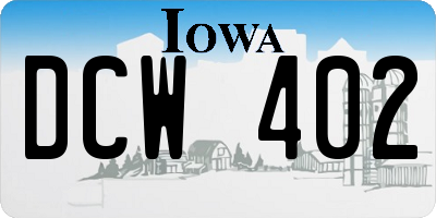 IA license plate DCW402