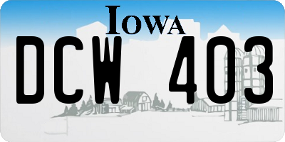 IA license plate DCW403