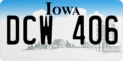 IA license plate DCW406