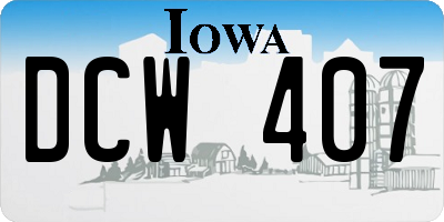 IA license plate DCW407