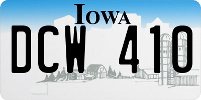 IA license plate DCW410