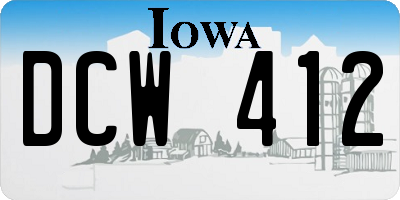 IA license plate DCW412
