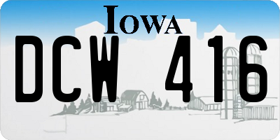 IA license plate DCW416