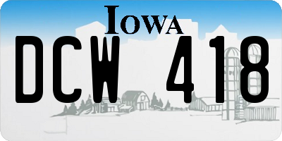 IA license plate DCW418