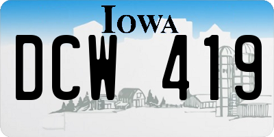 IA license plate DCW419
