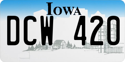IA license plate DCW420