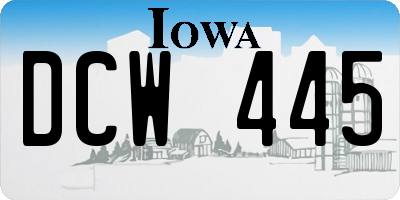 IA license plate DCW445