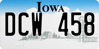 IA license plate DCW458