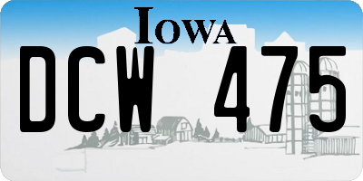 IA license plate DCW475