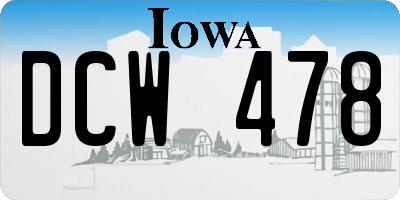IA license plate DCW478