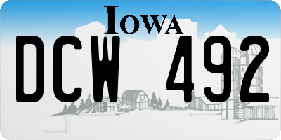 IA license plate DCW492