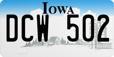 IA license plate DCW502