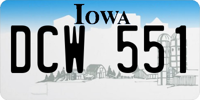 IA license plate DCW551