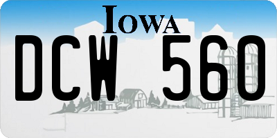 IA license plate DCW560