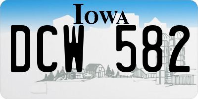 IA license plate DCW582