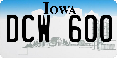 IA license plate DCW600