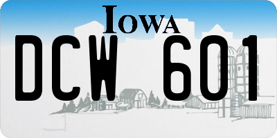 IA license plate DCW601