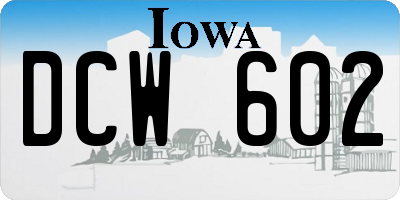 IA license plate DCW602