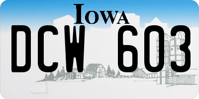 IA license plate DCW603
