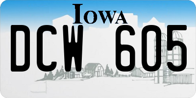 IA license plate DCW605