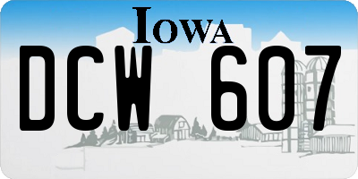 IA license plate DCW607