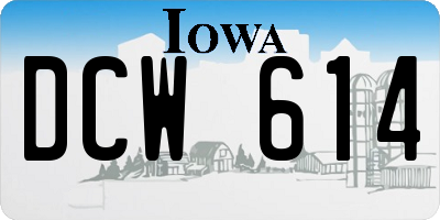 IA license plate DCW614