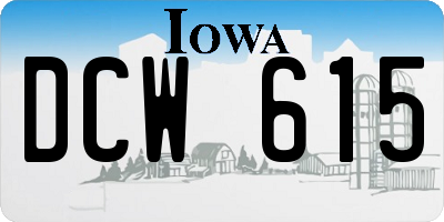 IA license plate DCW615