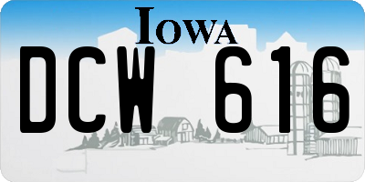 IA license plate DCW616