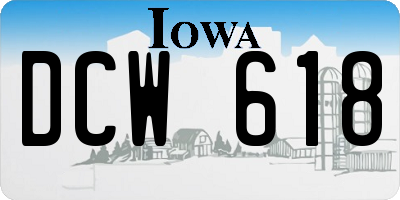 IA license plate DCW618