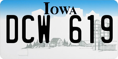 IA license plate DCW619
