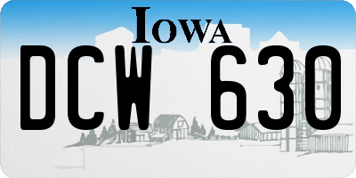 IA license plate DCW630