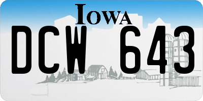 IA license plate DCW643