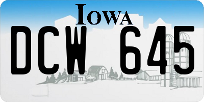 IA license plate DCW645
