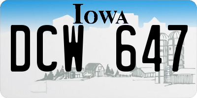 IA license plate DCW647