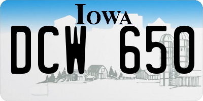 IA license plate DCW650
