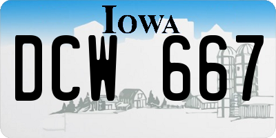 IA license plate DCW667