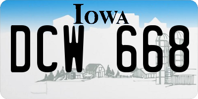 IA license plate DCW668