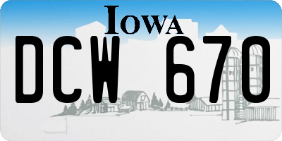 IA license plate DCW670