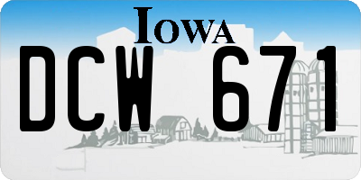 IA license plate DCW671