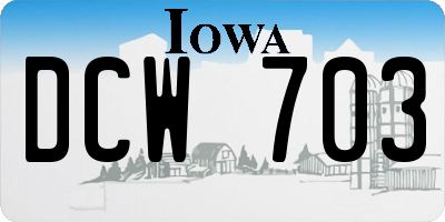 IA license plate DCW703