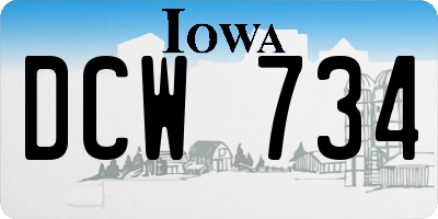 IA license plate DCW734