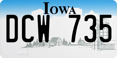 IA license plate DCW735