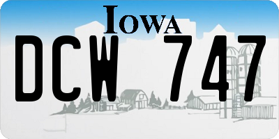 IA license plate DCW747