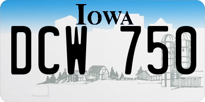IA license plate DCW750