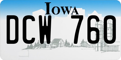 IA license plate DCW760