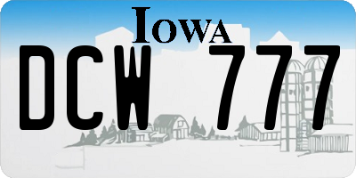 IA license plate DCW777
