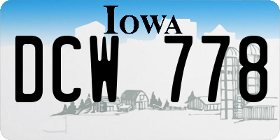 IA license plate DCW778